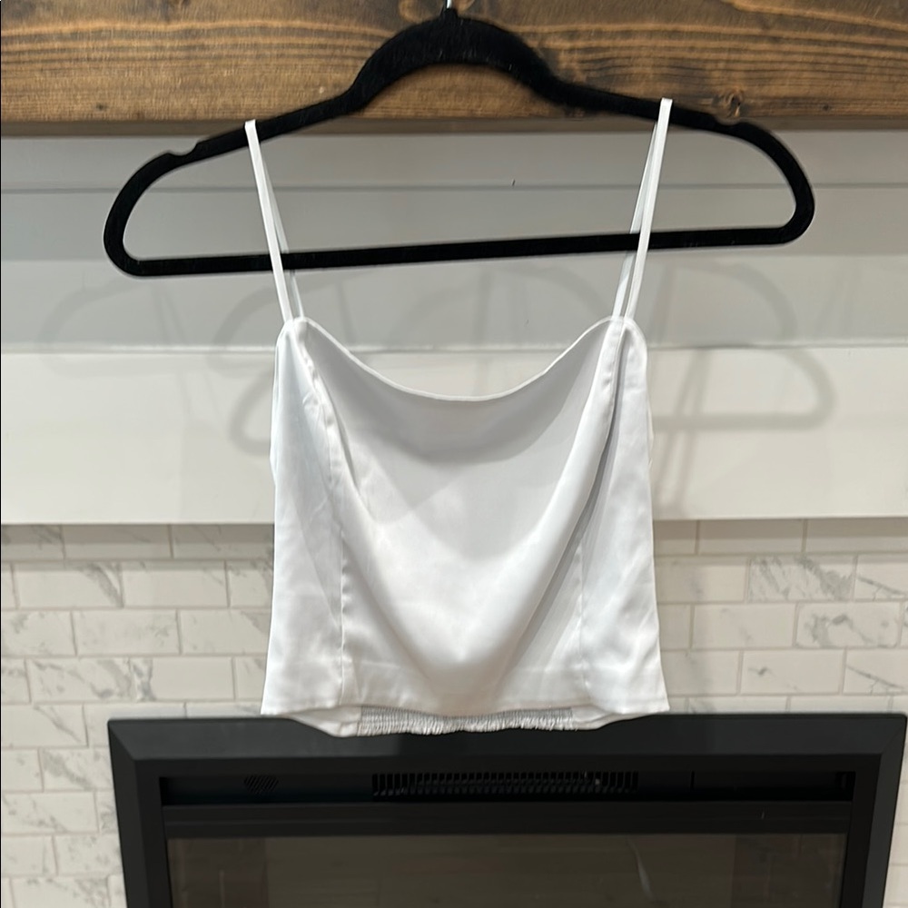 Aritzia Sunday best shimmer satin cami top crop